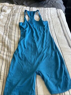Amazon Women's Teal Ribbed Racerback Romper